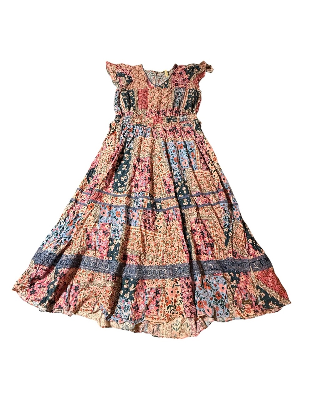 Matilda Jane XL Patchwork Floral Maxi Dress Boho Tiered Smocked